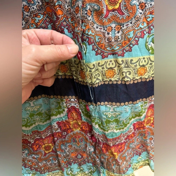 Antica Sartoria Italy Cotton Button Up Shirt Size 2 US Medium Boho Artsy - Picture 3 of 8